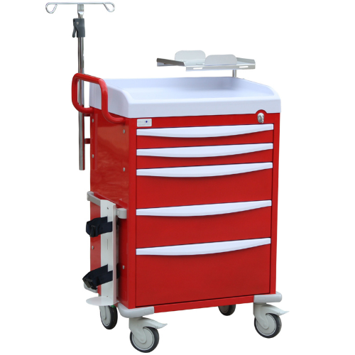 Emergency trolley with drawers and accessories