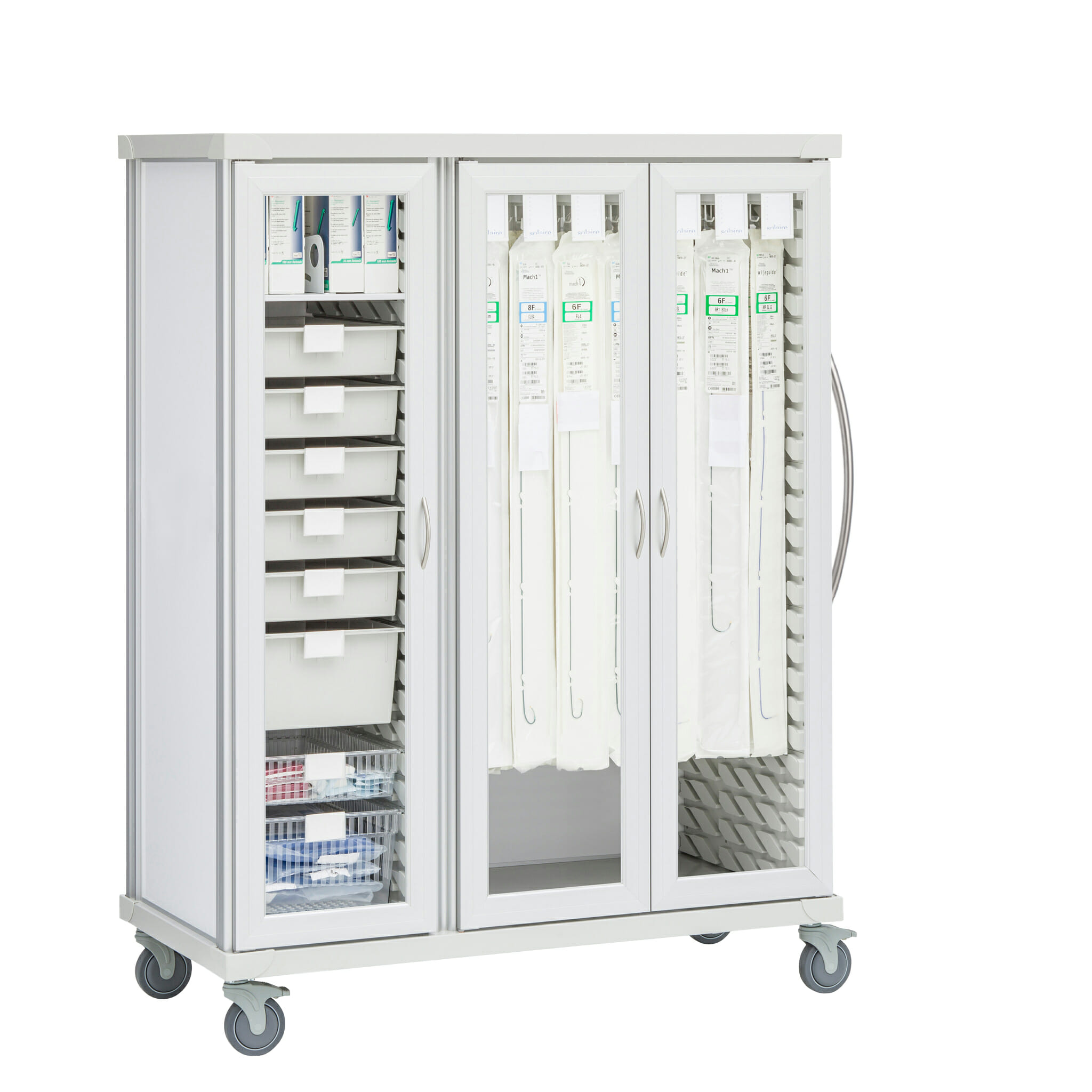 Cath lab catheter storage cart
